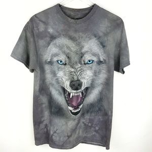 Wolf Face Unisex T-Shirt Gray sz. M 38/40